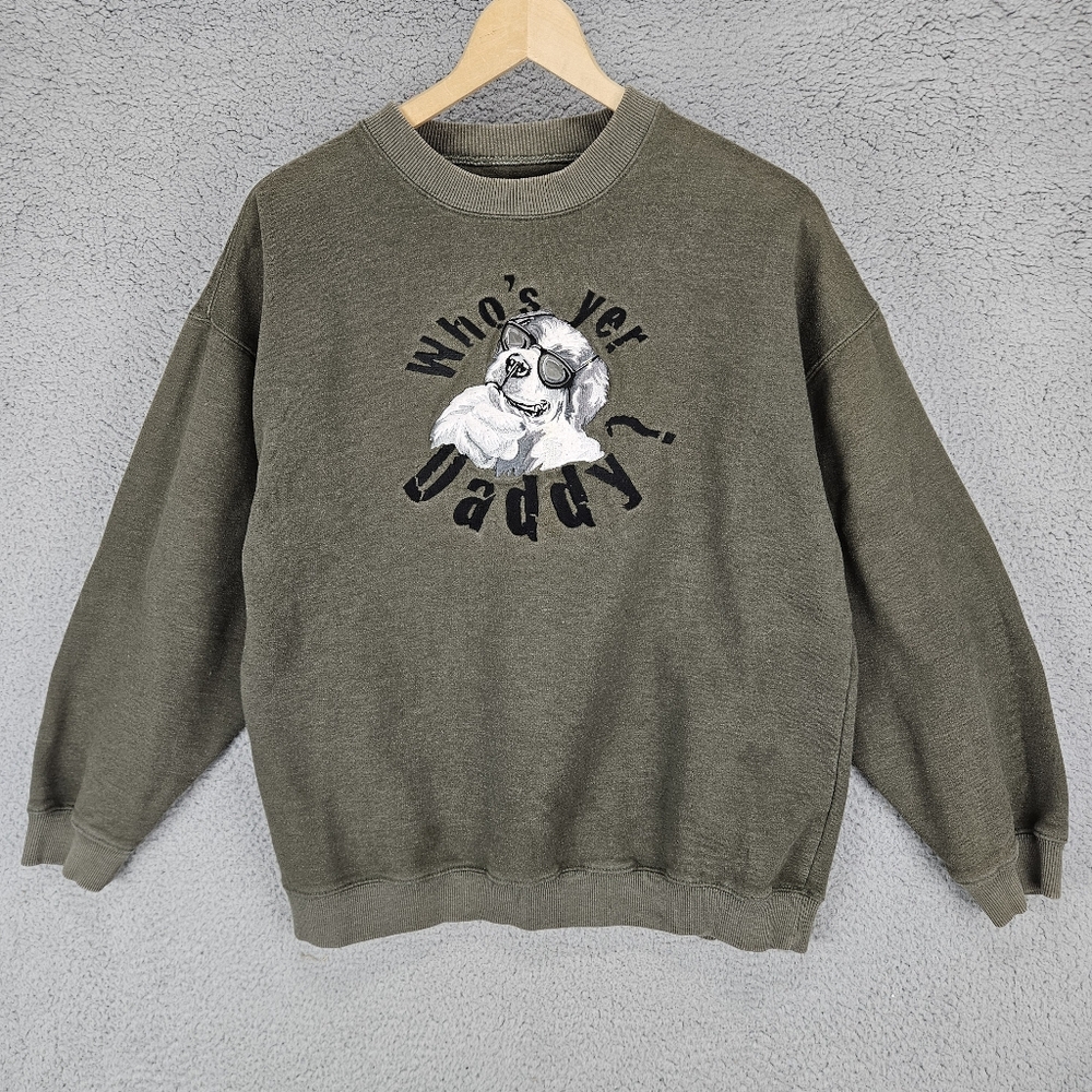 Vintage Big Dogs Sweatshirt Mens Large Who’s Yer Daddy Y2k Crewneck